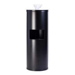 GDE19219 - GoodEarth - Black Stainless Steel Floor Stand Wipe Dispenser with Built-in Trash Receptacle