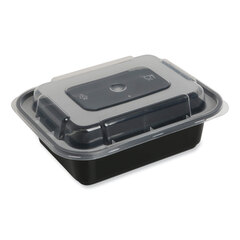 General Food Container with Lid, 12 oz, 5.78 x 4.52 x 2.24, Black/Clear, Plastic, 150/Carton