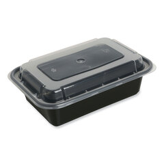 General Food Container with Lid, 16 oz, 7.48 x 5.03 x 2.04, Black/Clear, Plastic, 150/Carton