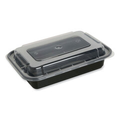 General Food Container with Lid, 24 oz, 7.48 x 5.03 x 2.48, Black/Clear, Plastic, 150/Carton