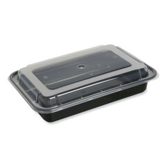 General Food Container with Lid, 32 oz, 8.81 x 6.02 x 2.24, Black/Clear, Plastic, 150/Carton