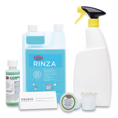 Keurig K-Cup Pod Brewer Deep Cleaning Kit, 4 oz Complete Cafe, (3) 32oz Rinza, (15) K-Cup Cleaning Cups, Empty Spray Bottle