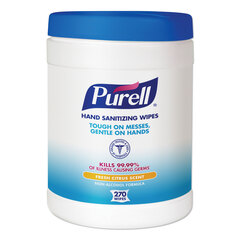 GOJO PURELL&reg; Sanitizing Hand Wipes, 6.75 x 6, White, 270 Wipes/Canister