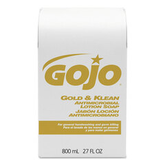 GOJO Gold & Klean Antimicrobial Lotion Soap, 800 mL Refill for Bag-in-Box Dispenser