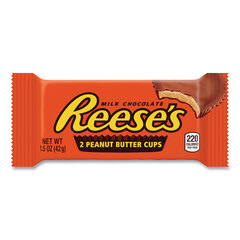 The Hershey Company Peanut Butter Cups Bar, Full Size, 1.5 oz Bar, 2 Cups/Bar, 36 Bars/Box, Ships in 1-3 Business Days