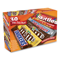 Mars, Inc. Full-Size Candy Bars Variety Pack, Assorted, 30/Box, Ships in 1-3 Business Days