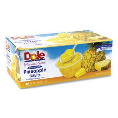 Dole Foods Tropical Gold Premium Pineapple Tidbits, 4 oz Bowls, 16 Bowls/Carton, Ships in 1-3 Business Days