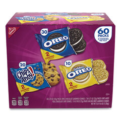 Nabisco Cookie Variety Pack, Assorted Flavors, 0.77 oz Pack, 60 Packs/Carton, Ships in 1-3 Business Days