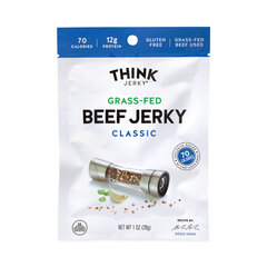 Think Jerky Classic Beef Jerky, 1 oz Pouch, 12/Pack, Delivered in 1-4 Business Days