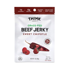 Think Jerky Sweet Chipotle Beef Jerky, 1 oz Pouch, 12/Pack, Delivered in 1-4 Business Days