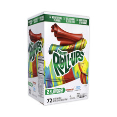 General Mills Fruit Roll-Ups Fruit Snacks, Strawberry and Tropical Tie-Dye Flavors, 0.5 oz, 72 Pouches/Carton, Ships in 1-3 Business Days