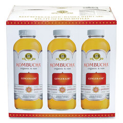 GT's Living Foods Organic Raw Kombucha Gingerade, 16.2 oz Bottle, 6/Carton, Ships in 1-3 Business Days