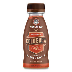 Califia Farms Cold Brew Coffee with Almond Milk, 10.5 oz Bottle, Mocha Noir, 8/Pack, Ships in 1-3 Business Days