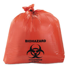 Heritage Bag Healthcare Biohazard Printed Can Liners, Biohazard Infectious Waste, 30 gal, 1.3 mil, 30