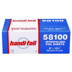 HFA INC Interfolded Foil Sheets, 55 Gauge, 8 x 10.75, 500 Sheets/Box, 6 Boxes/Carton