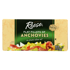 HGR0798587 - Reese - Anchovies - Flat Fillets - in Pure Olive Oil - 2 oz. - Case of 10