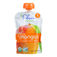 HGR1144088 - Plum Organics - Just Fruit - Organic - Mangoes - Stage 1 - 4 Months and Up - 3.5 oz.. - Case of 6