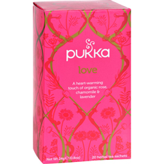 HGR1164441 - Pukka Herbs - Herbal Teas Love Organic Rose Chamomile and Lavender Tea - Caffeine Free - Case of 6 - 20 Bags
