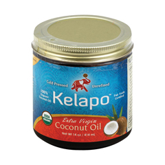 HGR1172600 - Kelapo - Organic Extra Virgin Coconut Oil Amber Glass Jar - Case of 6 - 14 oz..