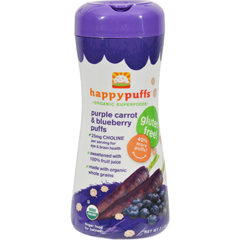 HGR1234905 - Happy Baby - Happy Bites Puffs - Organic HappyPuffs Purple Carrot and Blueberry - 2.1 oz - Case of 6