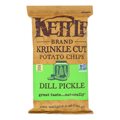 HGR1715028 - Kettle Brand - Krinkle Cut Potato Chips - Dill Pickle - Case of 15 - 5 oz..
