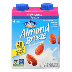 HGR1842301 - Almond Breeze - Almond Milk - Unsweetened Vanilla - Case of 6 - 4/8 oz..