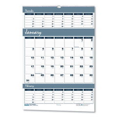 HOD343 - Bar Harbor 100% Recycled Wirebound Three-Months-per-Page Wall Calendar