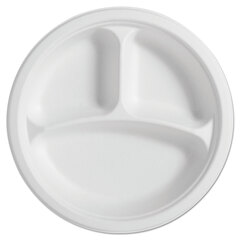 Chinet PaperPro Naturals Molded Fiber Round Plates, 3-Comp, 10 1/4