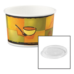 Huhtamaki Streetside Paper Food Container with Plastic Lid, Streetside Design, 8-10 oz, 250/Carton