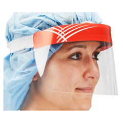 Cardinal Health Secure-Gard Anti-Fog Facial Shield with Foam Headband, Full Length, Red, 50/CS
