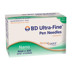IND58320122-BX - BD - Ultra-Fine Nano Pen Needle 32G x 4 mm, 100/BX