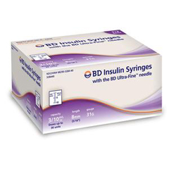 IND58328440-BX - BD - Insulin Syringe with Ultra-Fine II Needle 31G x 5/16, 3/10mL, 100/BX
