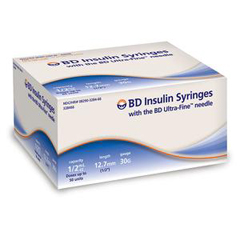 IND58328466-BX - BD - Insulin Syringe with Ultra-Fine Needle 30G x 1/2, 1/2mL, 100/BX