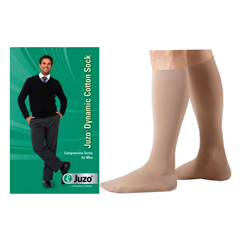 Juzo Dynamic Cotton for Men Knee-High, 20-30, Full Foot, Khaki, Size 2, 1/EA