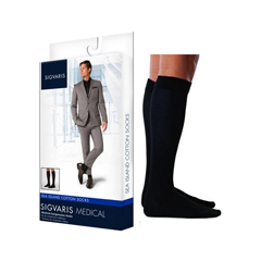 Sigvaris Sea Island Cotton Calf, 20-30, Extra Large, Long, Closed, Black, 1/EA