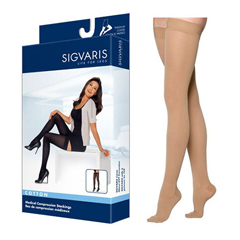 Sigvaris Cotton Comfort Women's Thigh-High Compression Stockings Grip-Top Small Long, Crispa, 1/EA