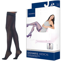 INDSG712NMSW99-PK - Sigvaris - Allure Thigh-High with Grip-Top, 20-30, Medium, Short, Closed, Black, 1/PK
