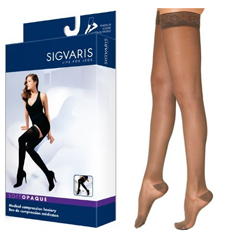 Sigvaris Soft Opaque Thigh-High with Grip-Top, 20-30, Small, Short, Closed, Nude, 2/PK