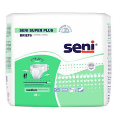 MON1163825CS - TZMO - Seni® Super Plus - Medium Incontinence Briefs, Disposable, Unisex, Adult, Heavy Absorbency, 4PK/CS