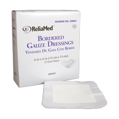 Cardinal Health ReliaMed Sterile Bordered Gauze Dressing, 6