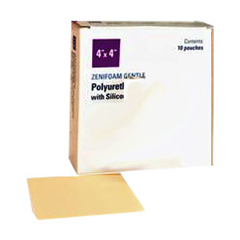 ZeniMedical ZeniFoam Gentle Polyurethane Foam Dressing with Silicone Adhesive, 4