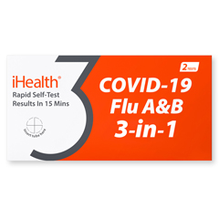 IHealth COVID-19/Flu A&B 3-in-1 Antigen Rapid Test, 4 Tests per Pack