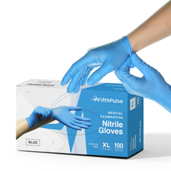 FifthPulse Nitrile Exam Latex Free & Powder Free Gloves, Blue, 100/BX, XL