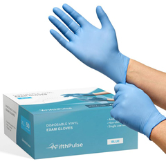 FifthPulse Vinyl Exam Latex Free & Powder Free Gloves, Blue, XL, 50/XL