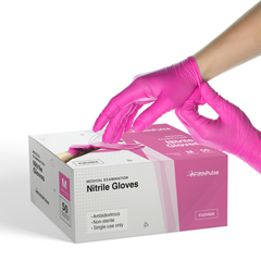 FifthPulse Nitrile Exam Latex Free & Powder Free Gloves, Fuchsia, 50/BX, Medium