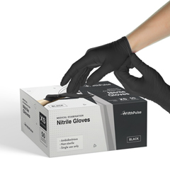 FifthPulse Nitrile Exam Latex Free & Powder Free Gloves, Black, 50/BX, XS