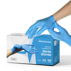 FifthPulse Nitrile Exam Latex Free & Powder Free Gloves, Blue, 100/BX, XS
