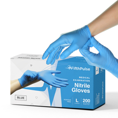 FifthPulse Nitrile Exam Latex Free & Powder Free Gloves, Blue, 200/BX, Large