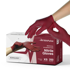 FifthPulse Nitrile Exam Latex Free & Powder Free Gloves, Burgundy, 200/BX, XS