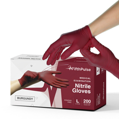 FifthPulse Nitrile Exam Latex Free & Powder Free Gloves, Burgundy, 200/BX, Large